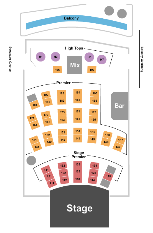 Reserved seating chart for City Winery: orchestra, boxes, mezzanine, and balcony